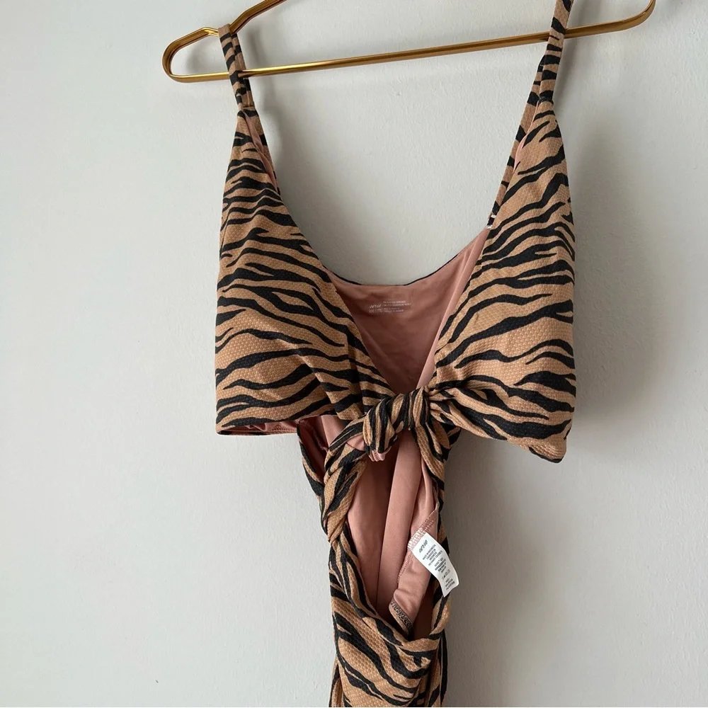 aerie Tan and Black Tiger-Print‎ One-Piece Swimsuit